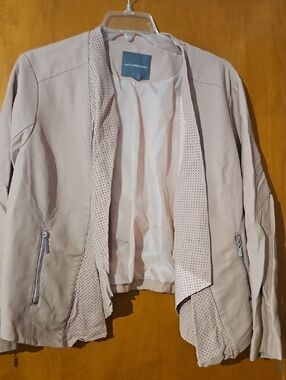 Kate & Mallory Dusty Pink Open-Front Faux Leather Jacket